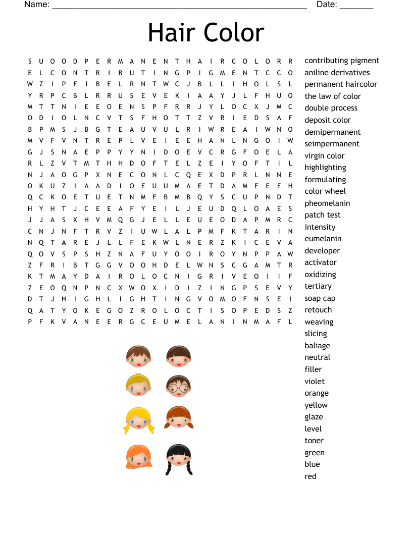 Learn Hair Color Terms with This Fun Crossword Puzzle