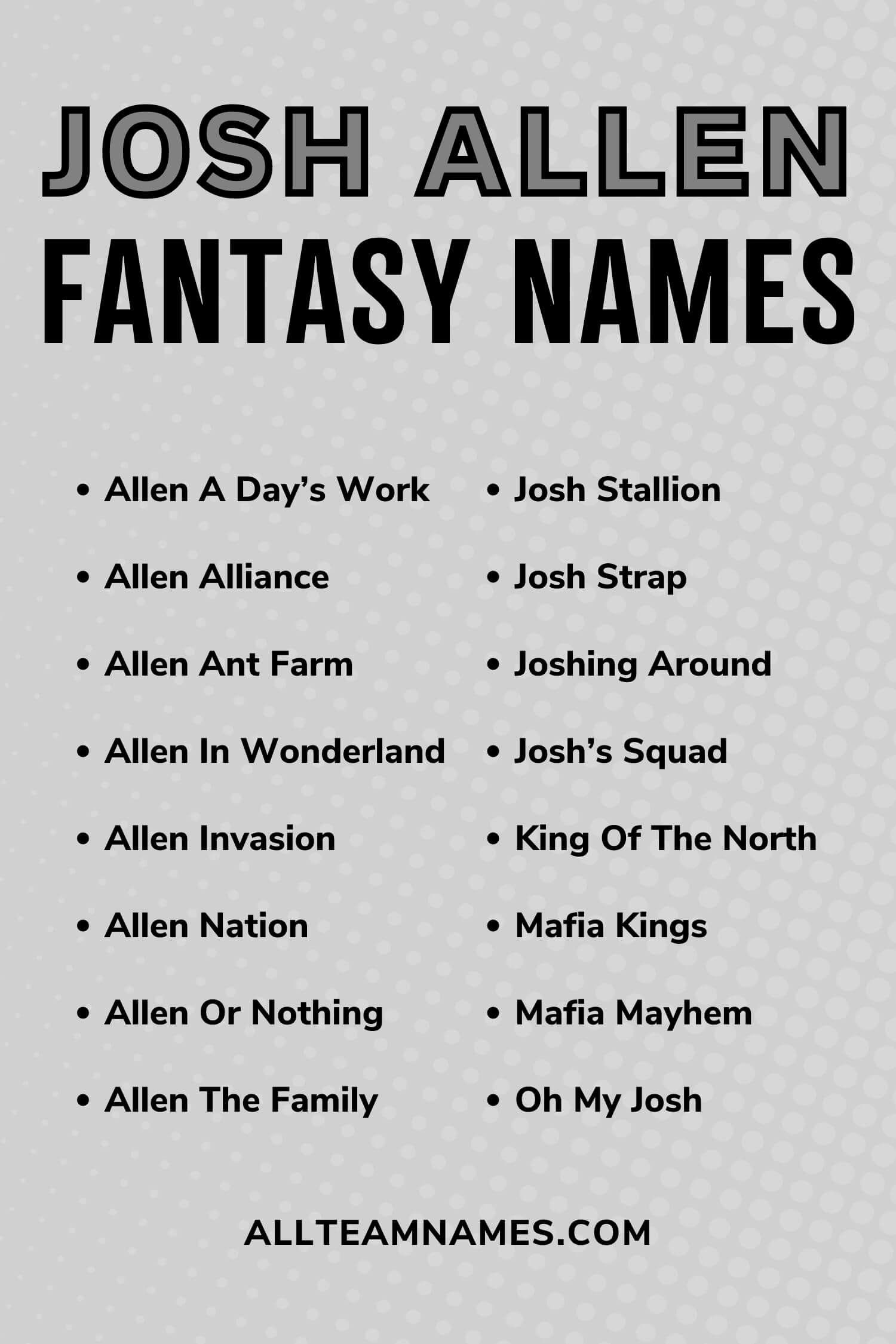 Best Josh Allen Fantasy Names: Hilarious and Creative Ideas!