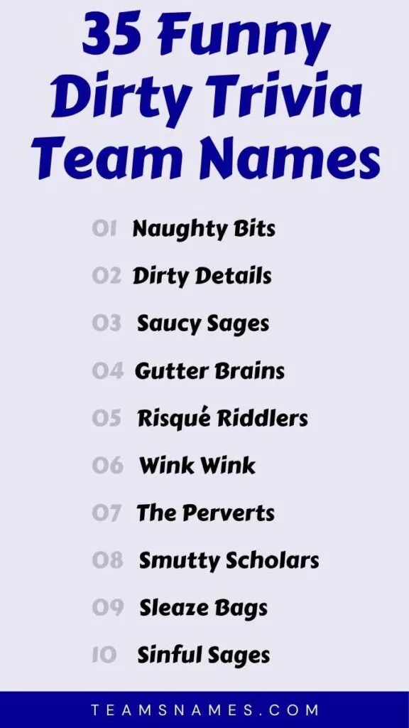 Looking for Funny and Dirty Team Names? Youve Come to the Right Place