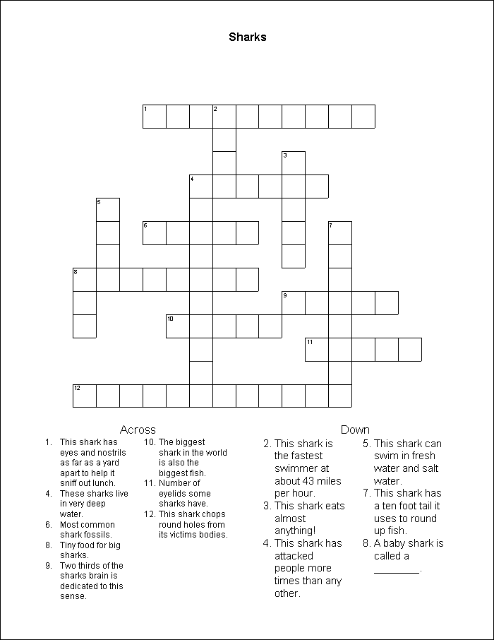 Easy Shark Crossword: Perfect for Beginners and Experts!