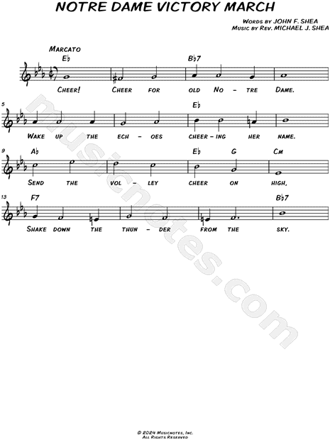 Notre Dame Fight Song Music Sheet for All Instruments: Download Now and Cheer!