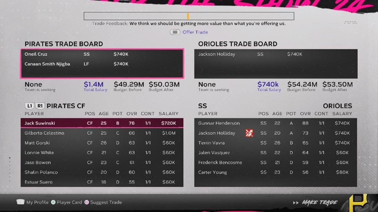 How do I request a trade in mlb the show 24?